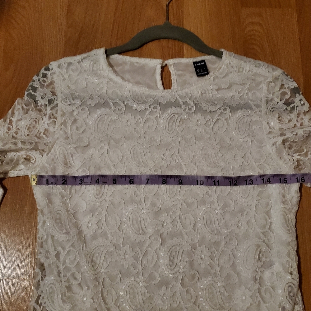 SHEIN White Lace Blouse Size Small - Picture 5 of 7
